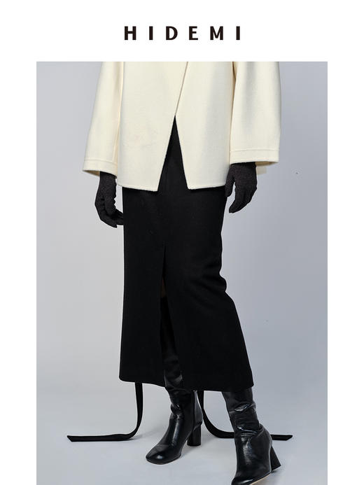 HIDEMI 简约设计感多穿系带羊毛半身裙 商品图5