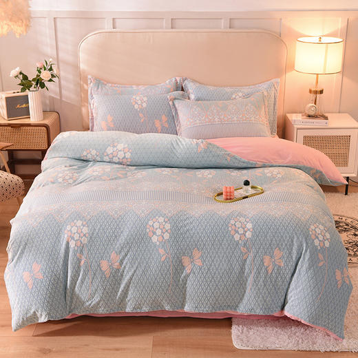加厚保暖雕花绒四件套魔法绒床单款床笠款 商品图7