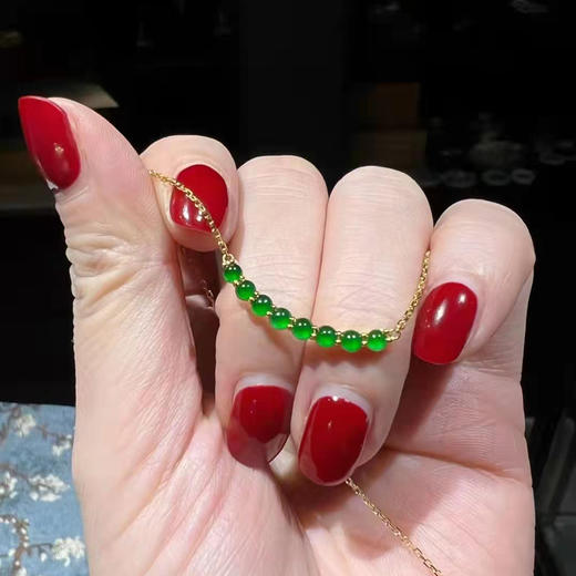 龢盒原创 18k金镶冰绿翡翠笑脸锁骨链 项链 商品图1