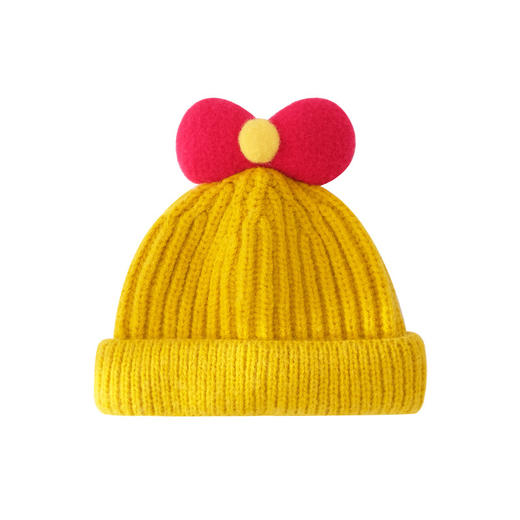 儿童毛线针织帽子韩国秋冬新款男女宝宝蝴蝶结保暖儿童帽子 商品图4