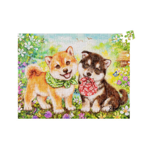 【折扣商品 不退不换】150片 迷你拼图 塑料拼图 P1421 Kayomi - 柴犬宝宝出任务（配小画框） 商品图0