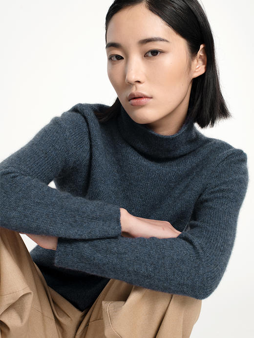 女士2021新款纯山羊绒三股加厚堆堆领套头衫 商品图1