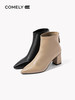 康莉2021年冬季新款时装靴女粗跟尖头羊皮短筒高跟瘦瘦靴	KYQ18522DU01DD1 商品缩略图4