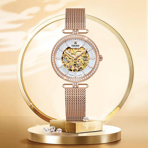 依波(EBOHR)百搭气质流金时尚镂空机械女表5153 商品图2