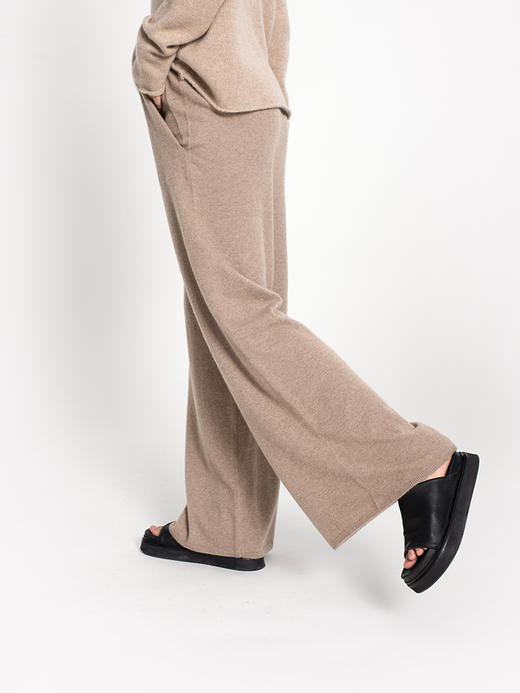 女士2021新款无染色纯山羊绒单股平纹阔腿长裤 商品图4