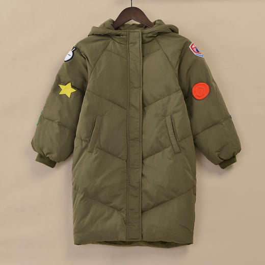 Threegun三枪 羽绒少儿插肩长袖连帽开襟加长廓形服-8C069A311 商品图2