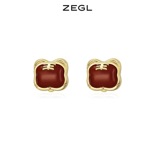 ZEGL设计师虎年本命年礼物四叶草萌虎耳钉女耳环925银针秋冬耳饰 商品图0