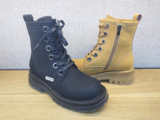 豪行女士马丁靴20440061牛皮加绒保暖英伦街头时尚棉短靴 商品图3