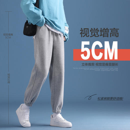 时尚加绒加厚百搭灰色运动裤子女宽松束脚秋冬新款外穿哈伦休闲棉卫裤 商品图4