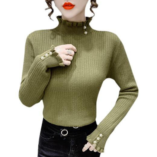 蕾丝半高领修身毛衣针织衫女套头秋冬新款上衣女针织打底衫女 NSM9618 商品图4