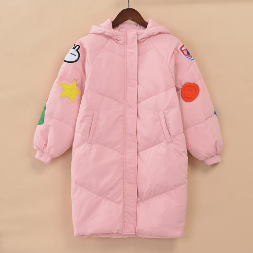 Threegun三枪 羽绒少儿插肩长袖连帽开襟加长廓形服-8C069A311 商品图0