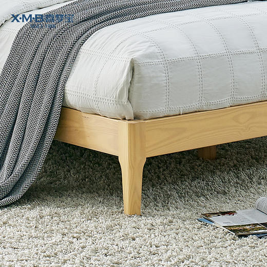 喜梦宝家具北欧简约实木床松木1.35米1.5米1.8米单双人床卧室家具 商品图4