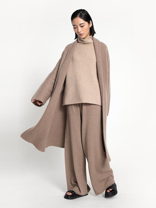 女士2021新款无染色纯山羊绒4股加厚打花超长款开衫 商品图0