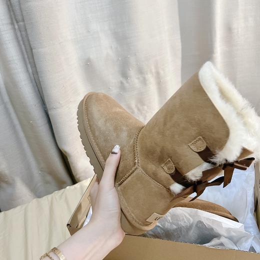 【女款】经典款中筒双丝带雪地靴 羊皮毛一体 35-40码 商品图3