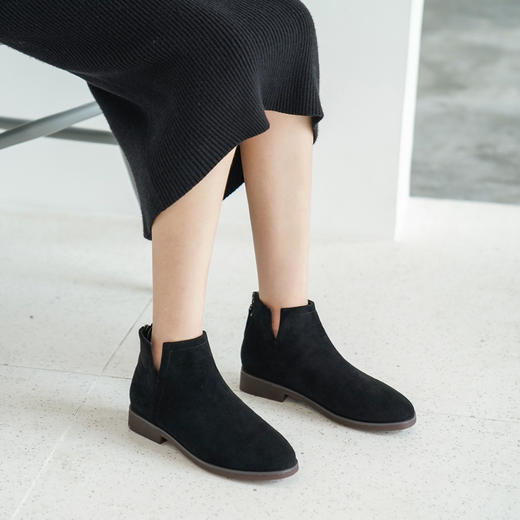 ZHR短靴女百搭方跟女靴复古英伦风瘦瘦靴 商品图5