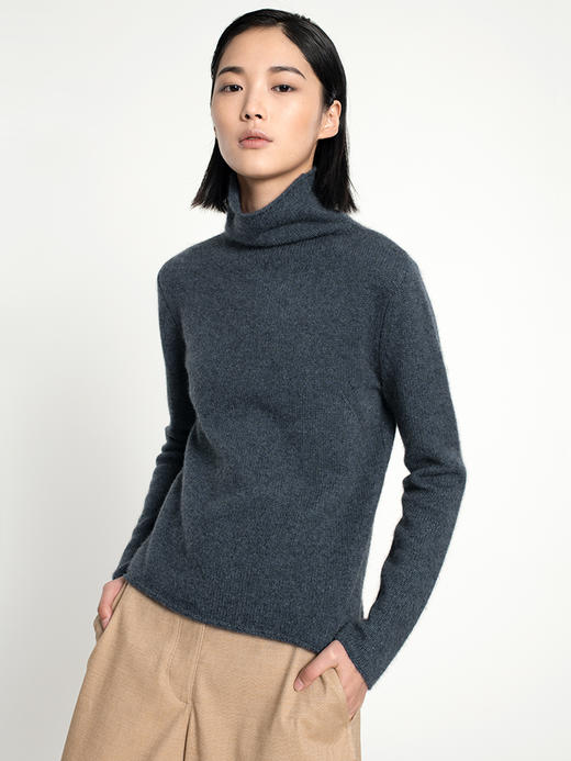 女士2021新款纯山羊绒三股加厚堆堆领套头衫 商品图0