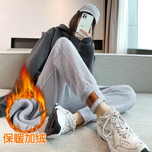 【新款四季 时尚潮流百搭运动裤】女宽松束脚裤春秋季休闲灰色裤子设计感小众高街ins潮时尚休闲卫裤 商品图1