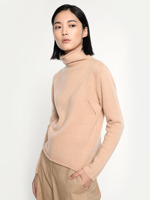 女士2021新款纯山羊绒三股加厚堆堆领套头衫 商品图2