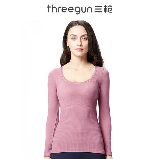 Threegun三枪 圆领女士美体修身长袖上衣打底衫-22826A021 商品图1