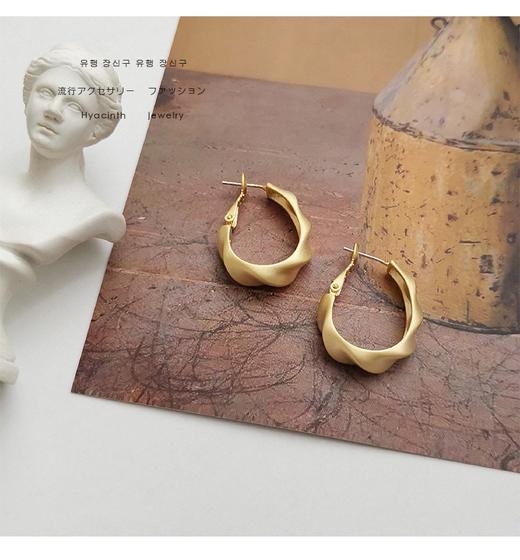 『椭圆竹节』哑金系列极简风雾面亚光简约冷淡风-耳饰 商品图1