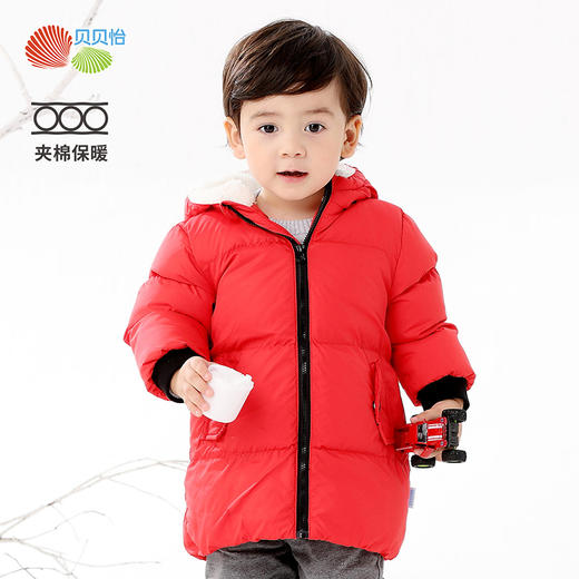 贝贝怡新款男女童夹棉宝宝外衣保暖防风中长款棉服外套214S2768 商品图0