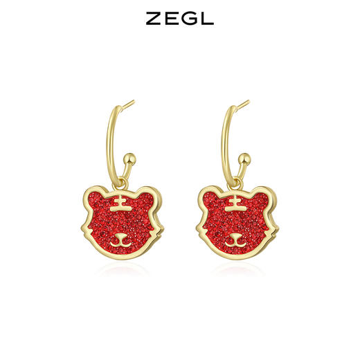 ZEGL设计师虎年本命年礼物虎笑生财耳环女轻奢高级感耳钉银针耳饰 商品图0