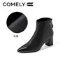 康莉2021年冬季新款时装靴女粗跟尖头羊皮短筒高跟瘦瘦靴	KYQ18522DU01DD1 商品缩略图2