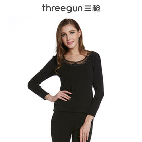 Threegun三枪 【舒暖德绒】花边V领女士保暖内衣套装-22540D021