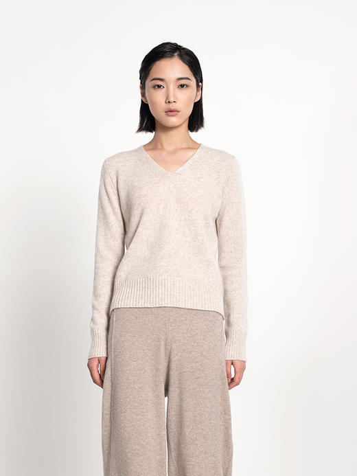 女士2021新款纯山羊绒双股加厚V领套头衫 商品图1