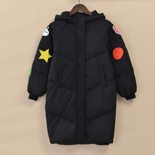 Threegun三枪 羽绒少儿插肩长袖连帽开襟加长廓形服-8C069A311 商品图3