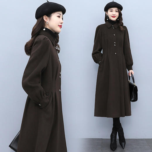 2021冬装新款简约大方英伦风毛呢外套优雅舒适长款呢子大衣 HR-ZMFS21133 商品图4