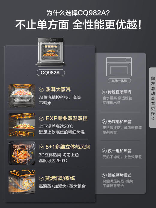 【高端新品】老板CQ982A搪瓷蒸烤一体机嵌入式蒸箱烤箱官方旗舰店 商品图1
