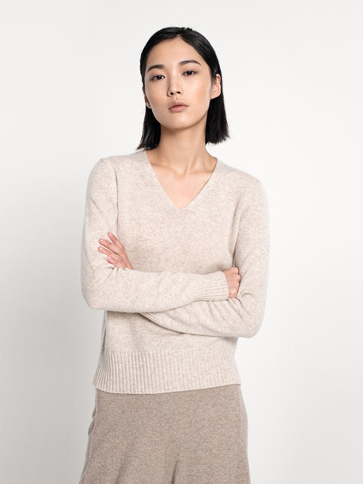 女士2021新款纯山羊绒双股加厚V领套头衫 商品图2