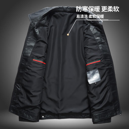 【真皮】大依优型大码皮衣潮款加肥加大牛皮翻领夹克外套休闲简约大号皮夹克真皮皮草 商品图3