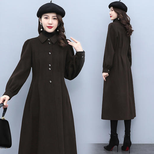 2021冬装新款简约大方英伦风毛呢外套优雅舒适长款呢子大衣 HR-ZMFS21133 商品图2