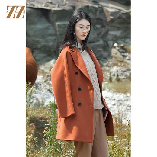 佐尔美2021新款 中长款双排扣羊毛双面呢大衣女E14SM01 商品图3