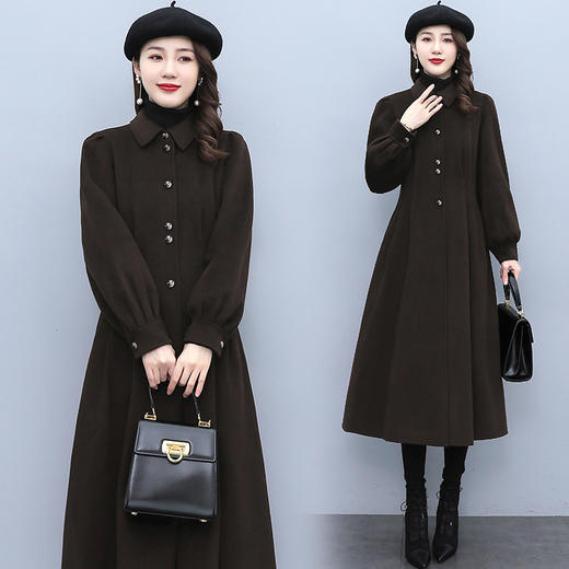 2021冬装新款简约大方英伦风毛呢外套优雅舒适长款呢子大衣 HR-ZMFS21133 商品图3