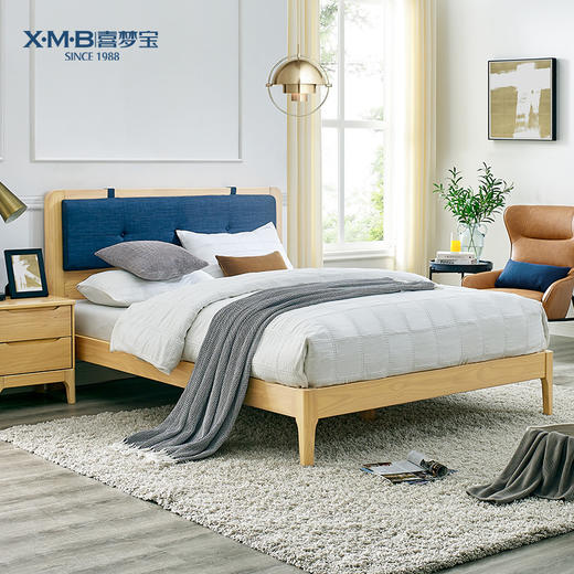喜梦宝家具北欧简约实木床松木1.35米1.5米1.8米单双人床卧室家具 商品图2