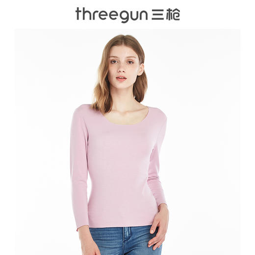Threegun三枪 【德绒】圆领女士无痕长袖上衣打底衫-23272A921 商品图0