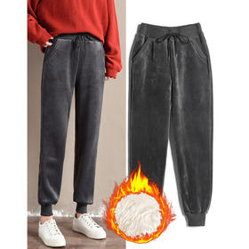新款时尚百搭秋冬季 加绒加厚运动裤女金丝绒韩版宽松学生卫裤子小脚休闲哈伦裤
