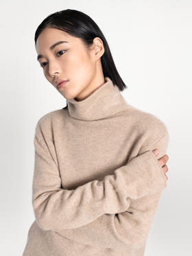 女士2021年新款无染色纯山羊绒三股加厚高领套头衫
