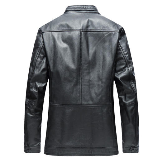 【真皮】大依优型大码皮衣潮款加肥加大牛皮立领夹克外套休闲简约大号皮夹克真皮皮草 商品图3