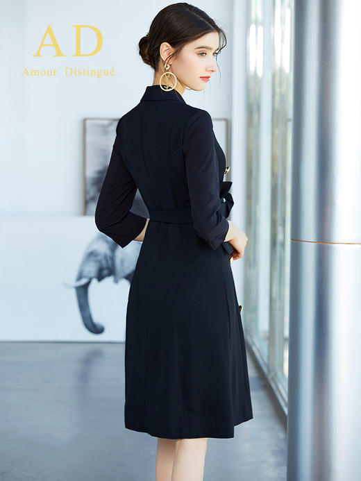 AD高端七分袖双排扣西服连衣裙黑色收腰西装裙职业装售楼工作服 商品图4