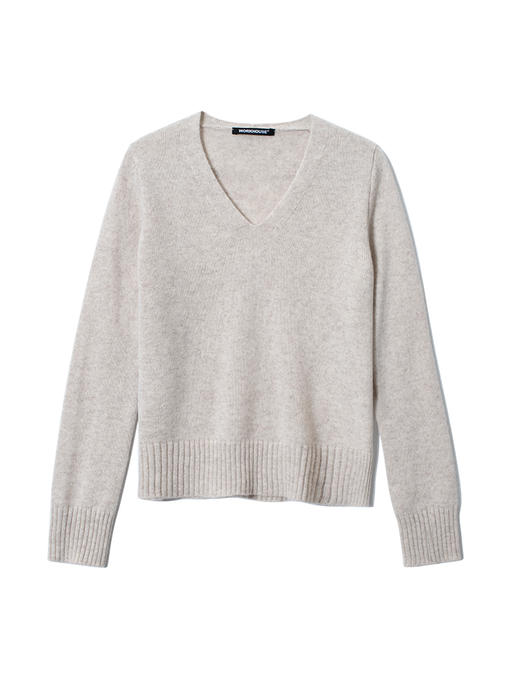 女士2021新款纯山羊绒双股加厚V领套头衫 商品图3