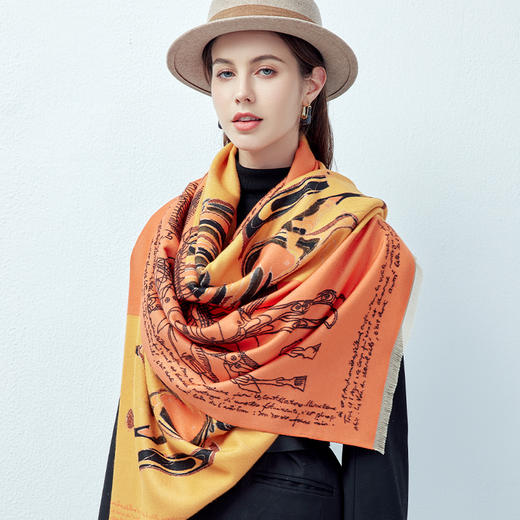 「明星同款」C&C时尚轻奢感羊羔绒围巾 重工工艺 软糯手感 微弹不紧绷 一款双面随意搭 围巾/大披肩/毛毯多用 商品图12