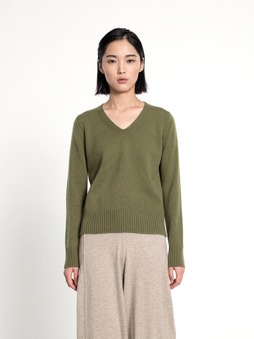 女士2021新款纯山羊绒双股加厚V领套头衫 商品图0