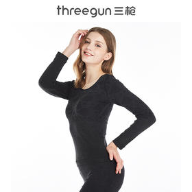 Threegun三枪 【蚕丝德绒】加厚圆领女士保暖内衣套装-23336D921