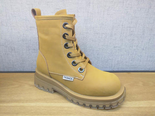 豪行女士马丁靴20440061牛皮加绒保暖英伦街头时尚棉短靴 商品图1