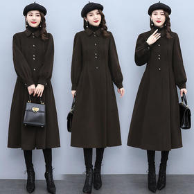 2021冬装新款简约大方英伦风毛呢外套优雅舒适长款呢子大衣 HR-ZMFS21133