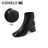 康莉2021年冬季新款时装靴女高跟弹力软羊皮方头法式短靴KYQ18509DU01DD1 商品缩略图4